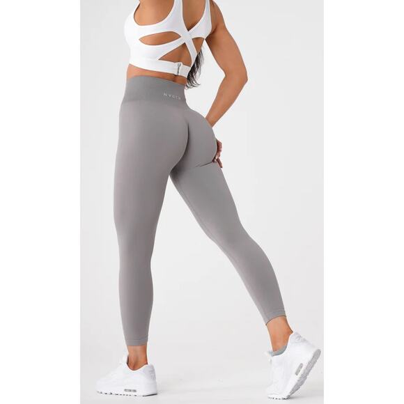 NVGTN Gray Seamless Scrunch High Waist Leggings Size Medium - Picture 1 of 7